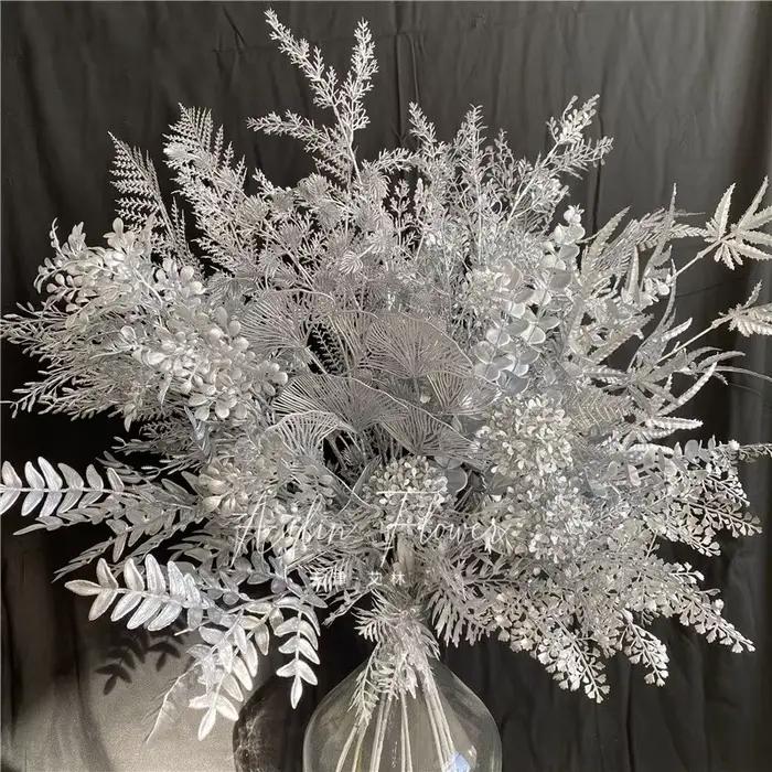 Arrangement floral en soie serie argent gerbera 40 à 100cm pour mariage noel cérémonie décoration intérieure extérieure