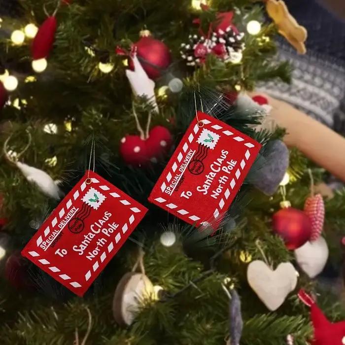 24 pièces enveloppes rouges suspendus ornement arbres de noël pendentif pour la décoration de bureau à domicile cartes