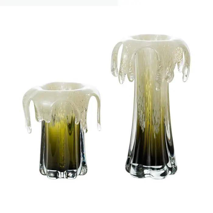 Vase en verre dégradé vert, vase à fleurs en verre liquide, arrangement floral, hydroponie, terrarium, accessoires de décoration pour la maison