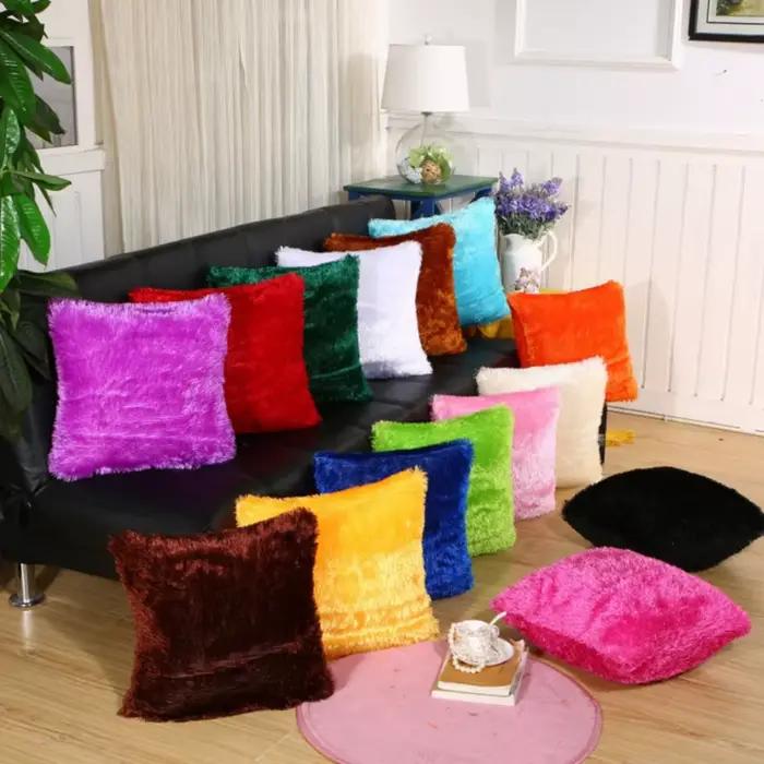 Housse de coussin en peluche et fourrure de velours