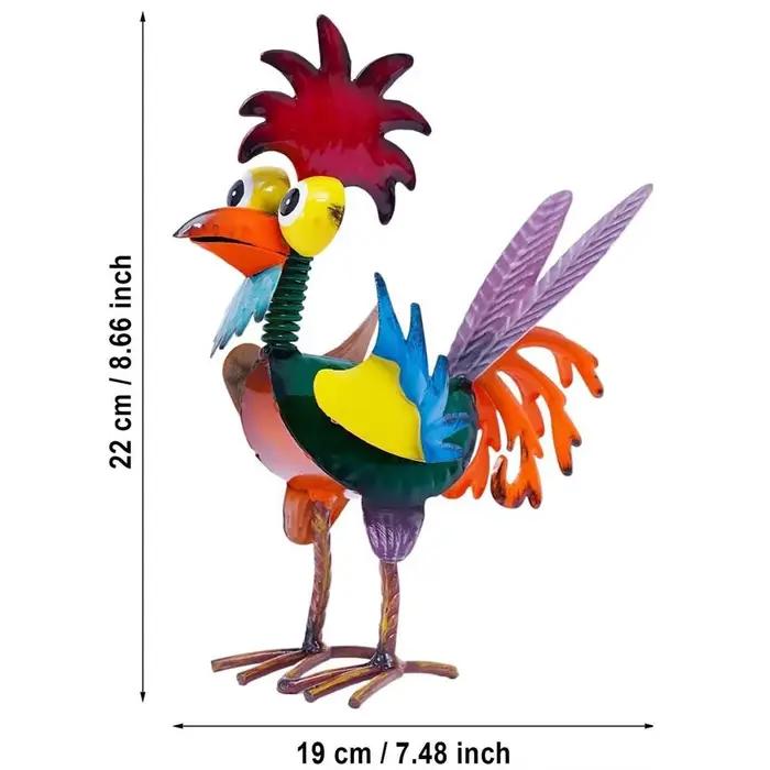 Décoration extérieure : Statues de coq de jardin en fer, sculpture de poulet, ornements miniatures en métal antirouille pour la maison