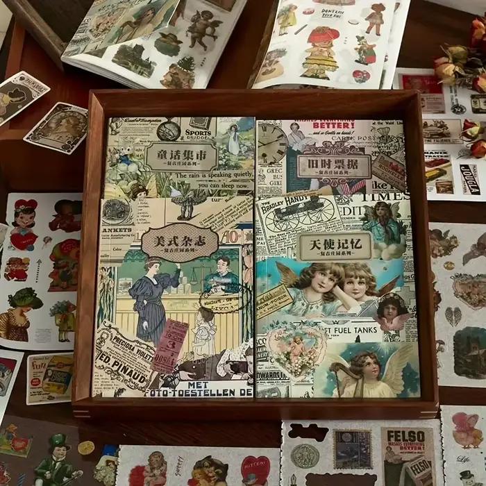 Livre d'autocollants de 20 feuilles, matériel de décoration rétro pour Journal indésirable, fournitures de fond décoratif pour Album d'art, DIY bricolage
