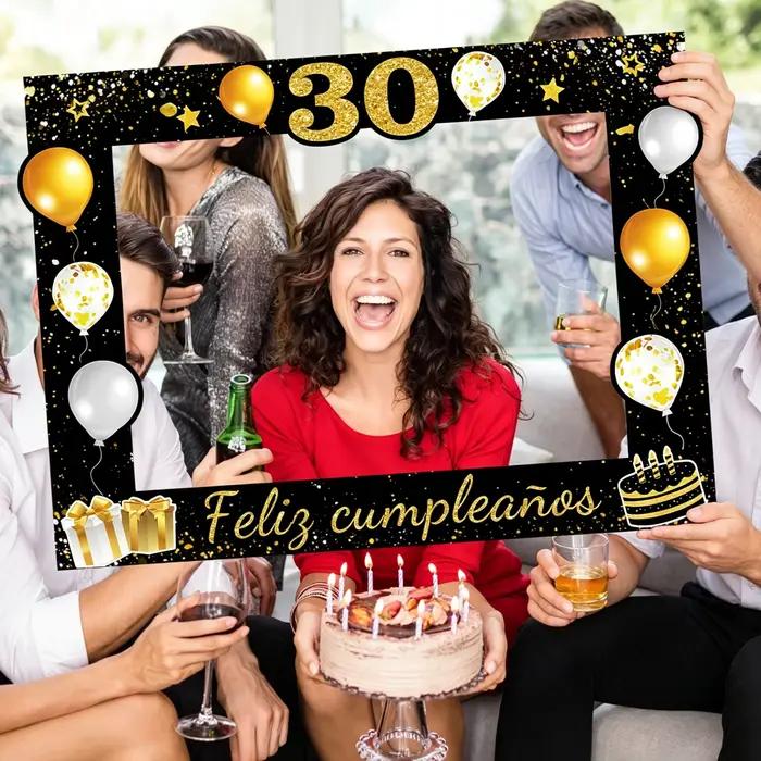 Cadre photo noir doré pour anniversaire 30/40/50/60/70 ans