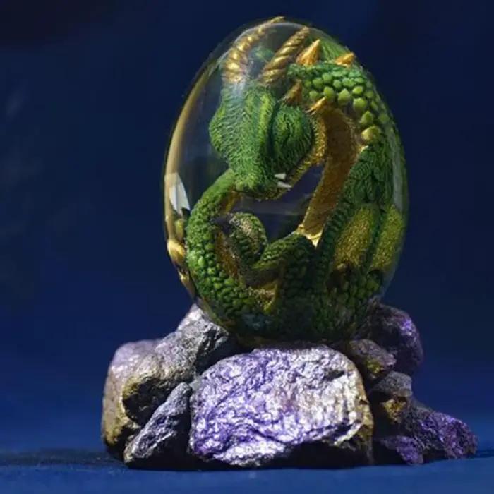Statue d'œuf de Dragon de lave avec Base de support