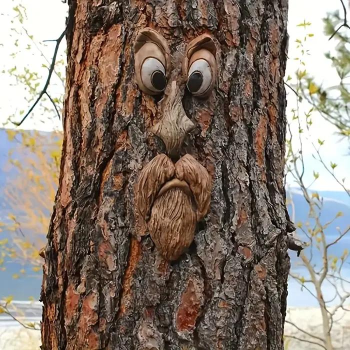 Statues de visage d'arbre d'extérieur