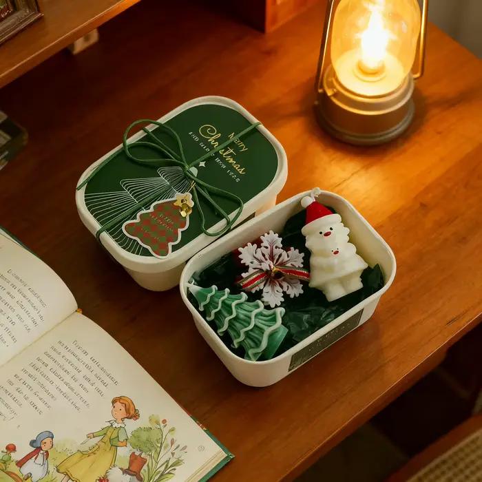 Ensemble de bougies de Noël, bonhomme de neige, décoration de fête, festival de mariage, réveillon de Noël, ornement romantique pour la maison, cadeau de Noël, aromathérapie, cire de paraffine, blanc, clair, orange