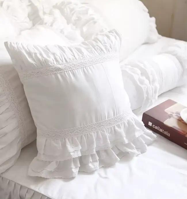 Housses de coussin brodées en satin de coton style DOBBY pour décoration de maison et occasions spéciales ```