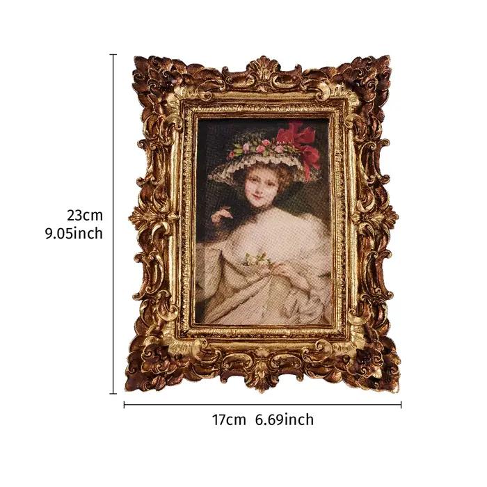 1 pièce, cadre photo décoratif en dentelle feuille de chêne dorée style rétro européen