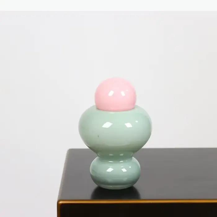 Joli vase circulaire en verre rose, pot de plante, décoration de table, arrangement de fleurs, vases à fleurs artificielles, décoration esthétique de la pièce