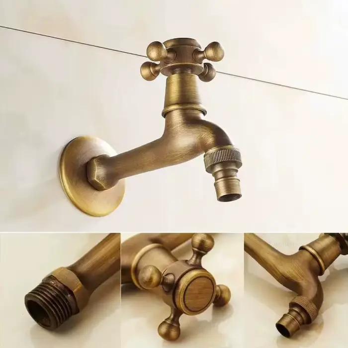 Robinet d'évier Antique mural à poignée unique, robinet de lavabo d'extérieur, robinet d'eau décoratif de jardin, accessoires de salle de bains
