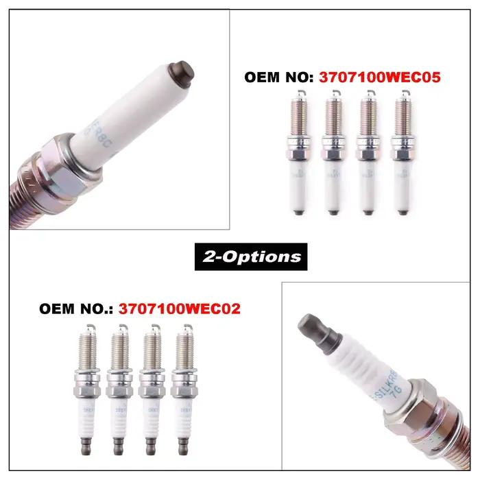 4 bougies d'allumage pour HAVAL H9 2019 2020 2021 2022 2023 2024 2025 Accessoires GWM SILKR8E7G 3707100WEC02 3707100WEC05 ILKER8C7G