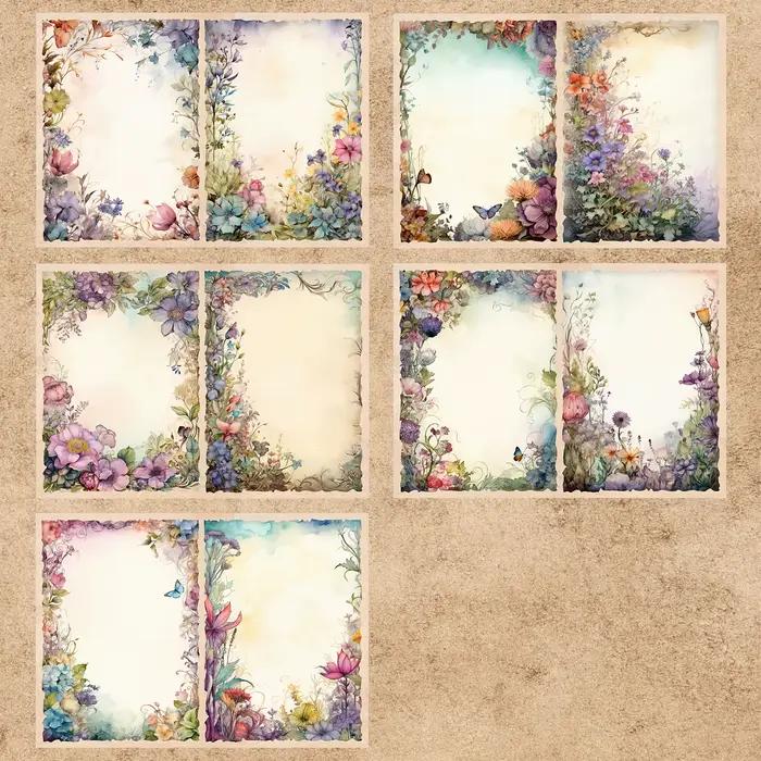 9 feuilles A5 taille plante fleurs cadre Photo fond Vintage Grunge Journal planification Scrapbooking