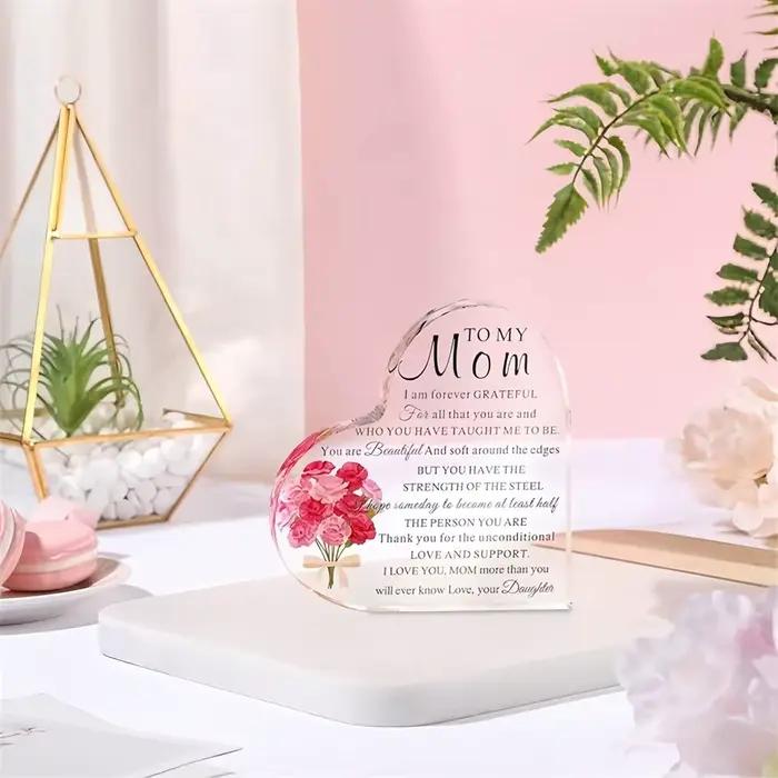 Artisanat décoratif en acrylique, cadeau de fête des mères, cadeau d'anniversaire idéal pour maman, fille, fils et Souvenir d'anniversaire, 1 pièce