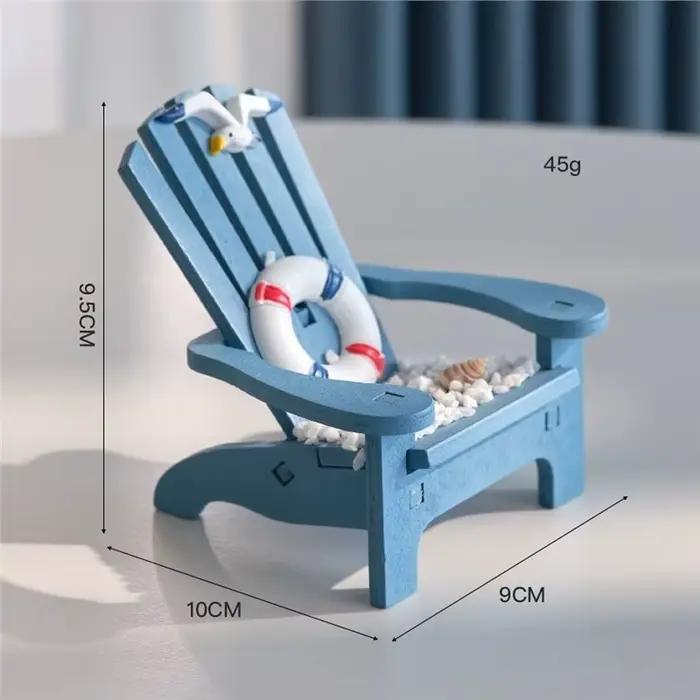 BSEVB-1Set Chaise de plage en bois de style méditerranéen - Ornements pour maison de poupée, décoration sur le thème de la plage, décoration côtière et nautique