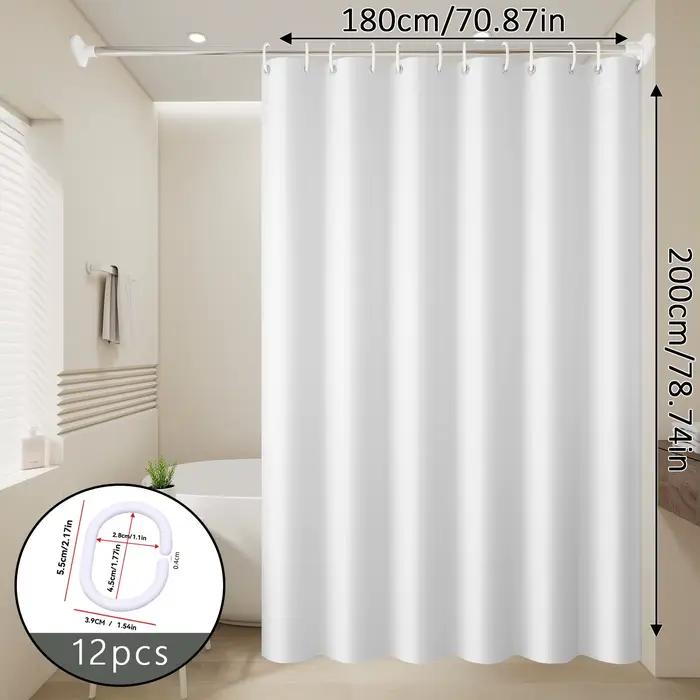 Rideaux de douche minimalistes blancs purs, accessoires de salle de bain imperméables de couleur unie, 1 pièce
