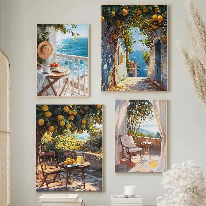 Impressions sur toile aquarelle classique rustique méditerranéen paysage oliveraie italienne cuisine grecque art mural décoration maison élégante occasions spéciales