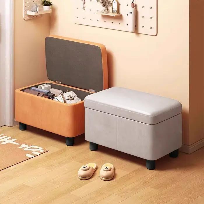 Pouf de rangement - Canapé organisateur rembourré avec compartiment caché pour salon