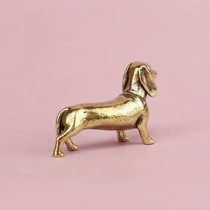 Statue de teckel en cuivre pur, Figurines Vintage en laiton, décoration de maison, ornement de bureau, Miniatures, thé Antique, artisanat pour animaux de compagnie, cadeaux