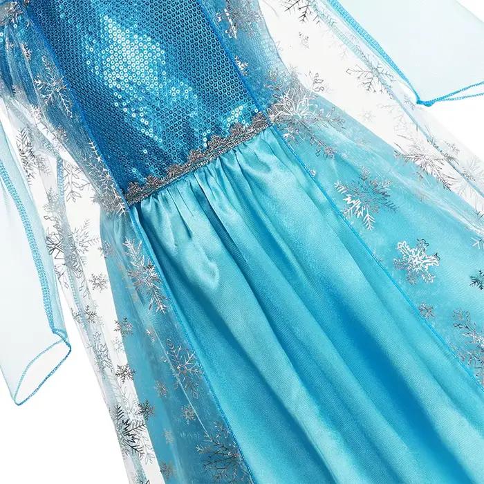 Robe Elsa pour filles, longue robe en maille Elsa, Costume de carnaval reine des neiges, robe Cosplay, robe de bal pour fête d'anniversaire
