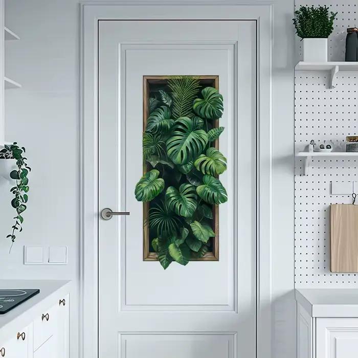 Autocollant mural plante verte PVC amovible et résistant pour décoration intérieure de salon chambre canapé occasions spéciales