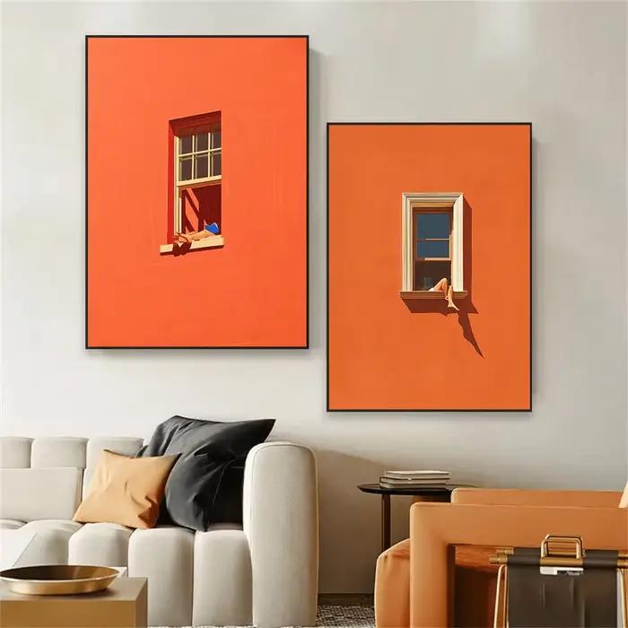 2 pièces d'impressions murales sur toile orange vif