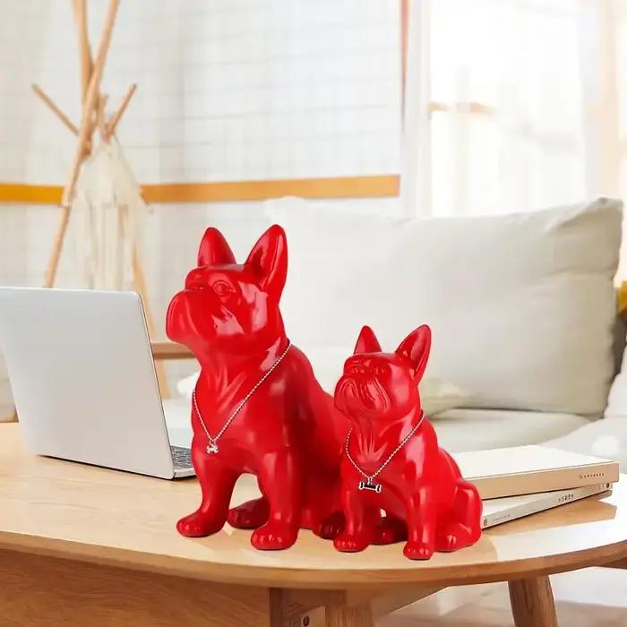 Statue de bouledogue français assis