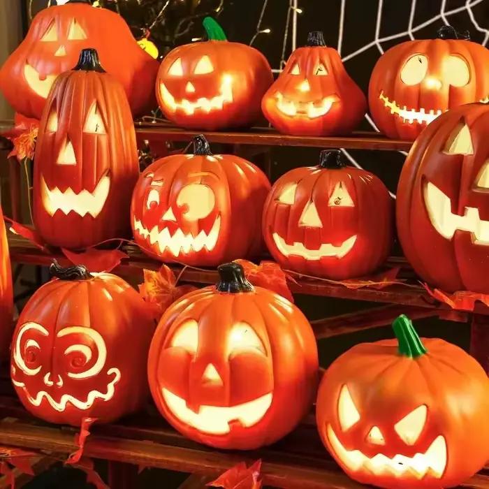 Lanterne décorative en forme de citrouille, 1 pièce, accessoires d'halloween, décoration de citrouille, lumière de citrouille, décoration extérieure d'halloween