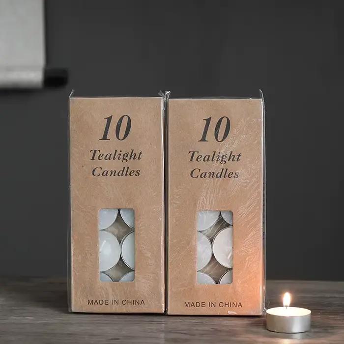 10 pièces/boîte bougie de cire de thé naturelle non parfumée blanche sans gouttes petite