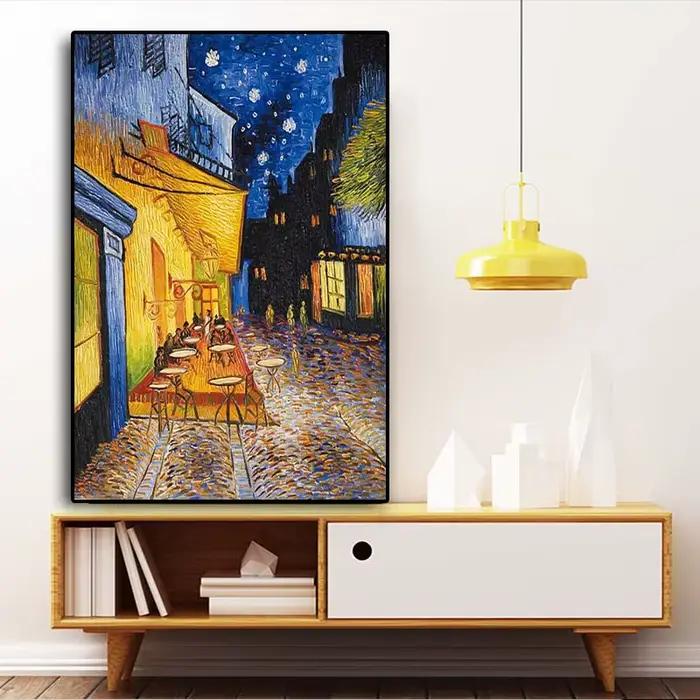 Célèbre Van Gogh café terrasse la nuit reproductions de peinture à l'huile sur toile affiches et imprimés tableau d'art mural pour salon