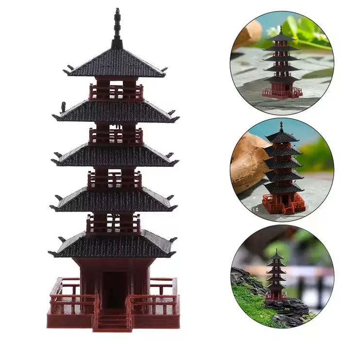 Mini Statue de pagode, modèle de construction ancien chinois