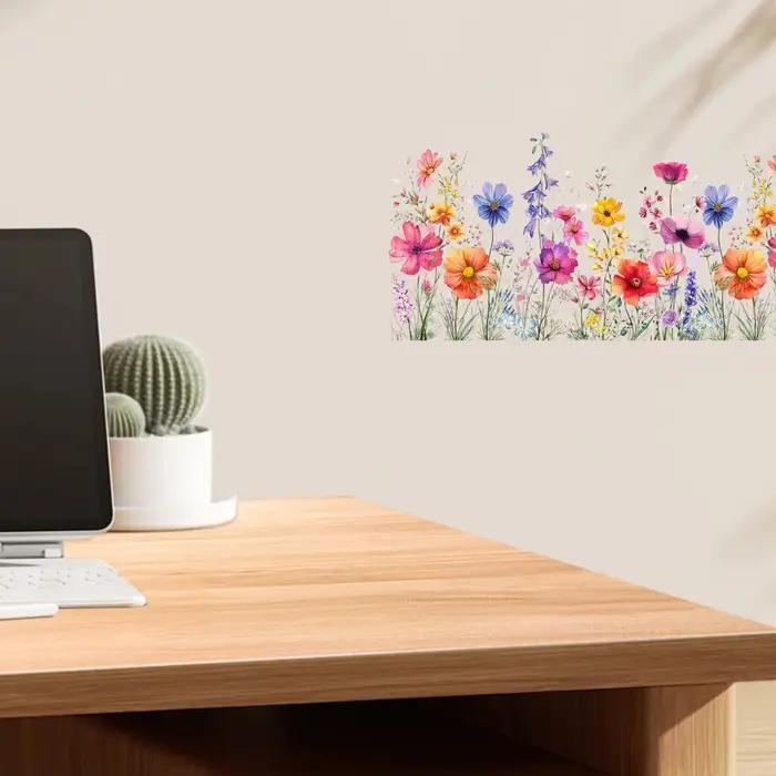 Autocollants floraux colorés pour fenêtre et mur