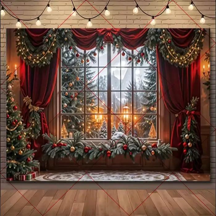 Fond de noël et d'hiver, décoration de fête de cheminée Vintage, fournitures de Studio Photo pour enfants, lanternes d'arbre de noël, paysage enneigé