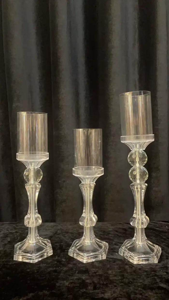5 ensembles (15) de porte-bougies en acrylique transparent