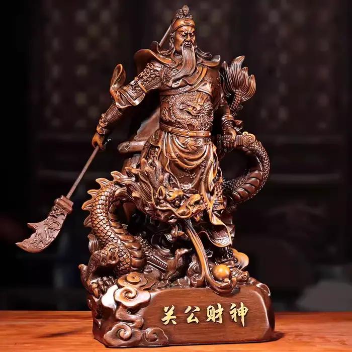 Statue de Guan Gong en résine grise claire pour décoration intérieure et cadeau historique pour femmes et hommes occasions spéciales