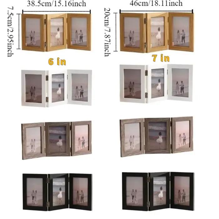 Cadre photo rectangulaire pliable, cadre triplex, cadre photo durable, ornements, cadre photo moderne simple à charnière, décoration de salon