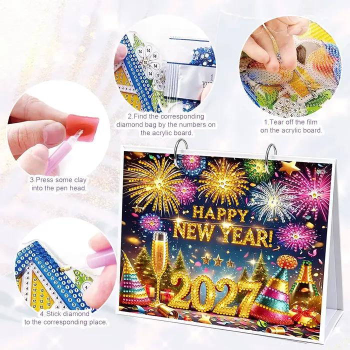 Calendrier de bureau 2027 avec peinture diamant et outils