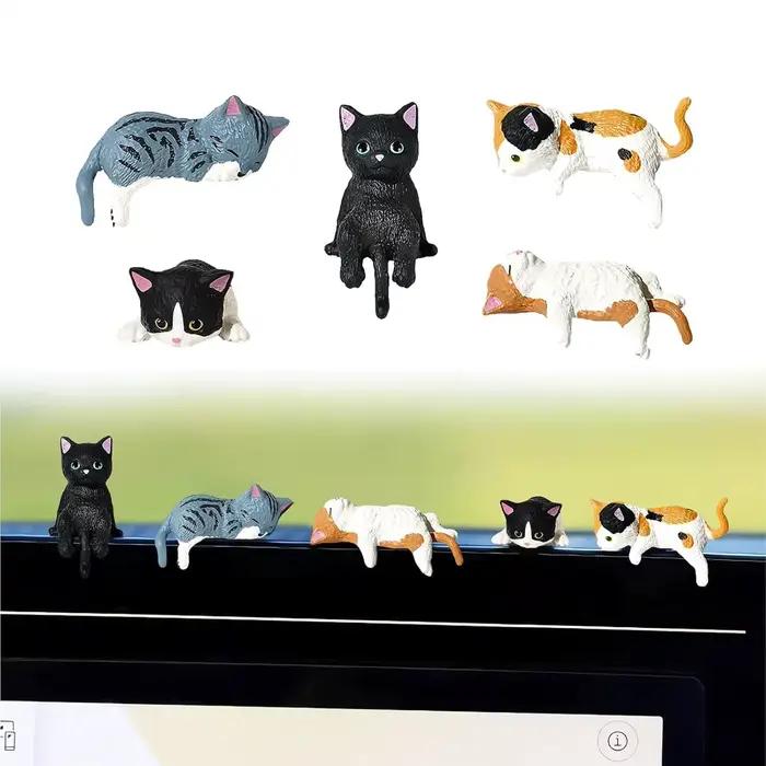 Petite statue de chat, décoration miniature pour étagère