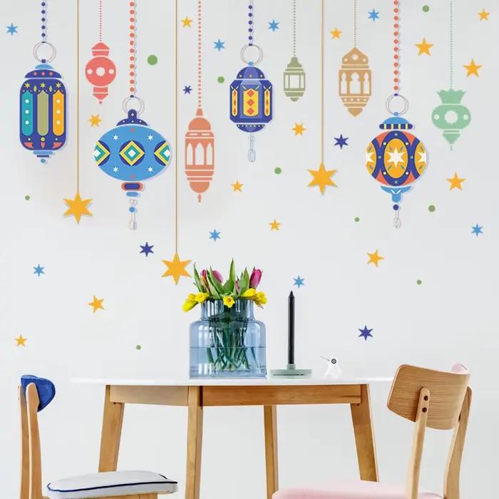 Autocollants Muraux Lumineux Colorés Ramadan Dessin Animé pour Chambre et Salon – Décoration Murale Artistique pour la Maison