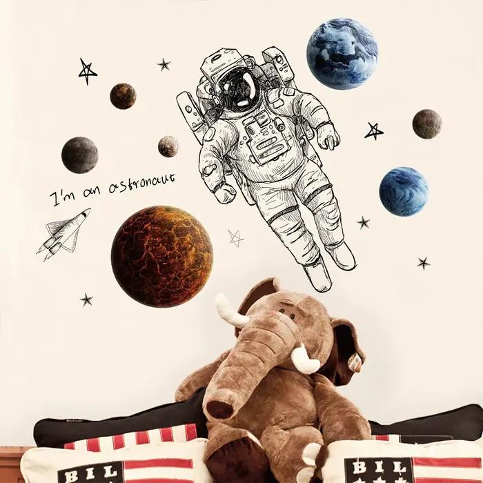 Stickers muraux astronaute moderne décoration de chambre d'enfant garçon univers spatial pour salon bureau occaions spéciales