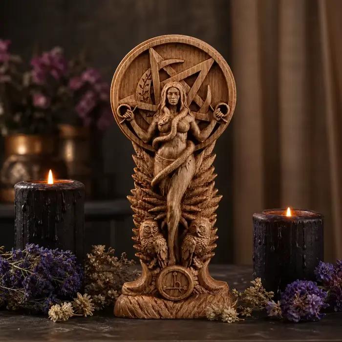 Statue de la Déesse de la Sagesse pour Autel Pagan, Sculpture Sumerienne, Sorcellerie, Déesse Serpent, Décoration d'Intérieur, Ornements