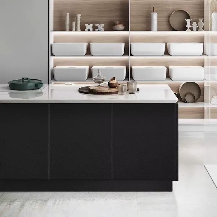 Papier peint auto-adhésif noir mat, papier adhésif décoratif en vinyle pour meubles de salon, décoration murale d'armoire de cuisine