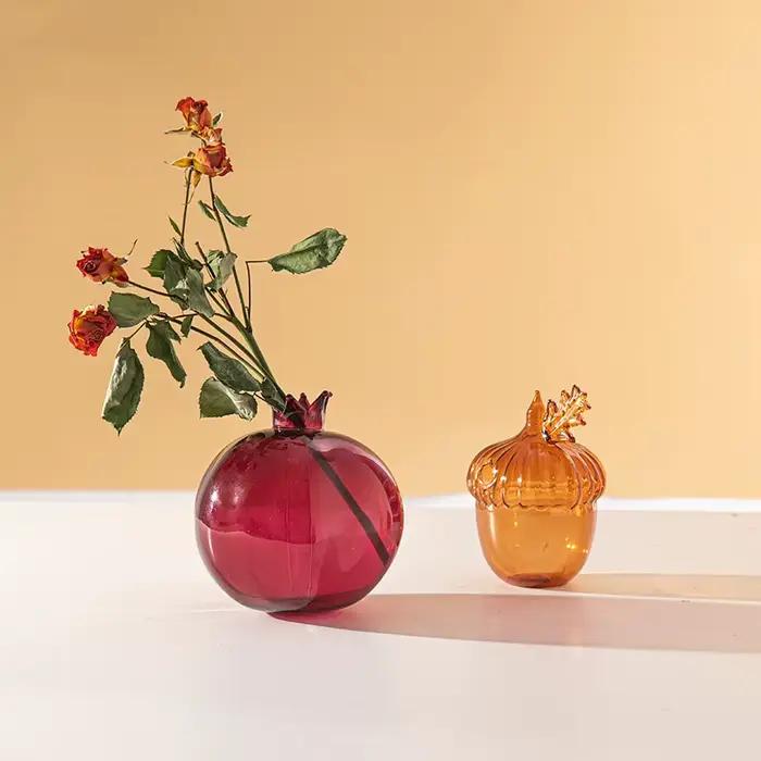 Vase à grenade en verre moderne transparent pour décoration de maison et bureau occasions spéciales style unique élégant à offrir femmes