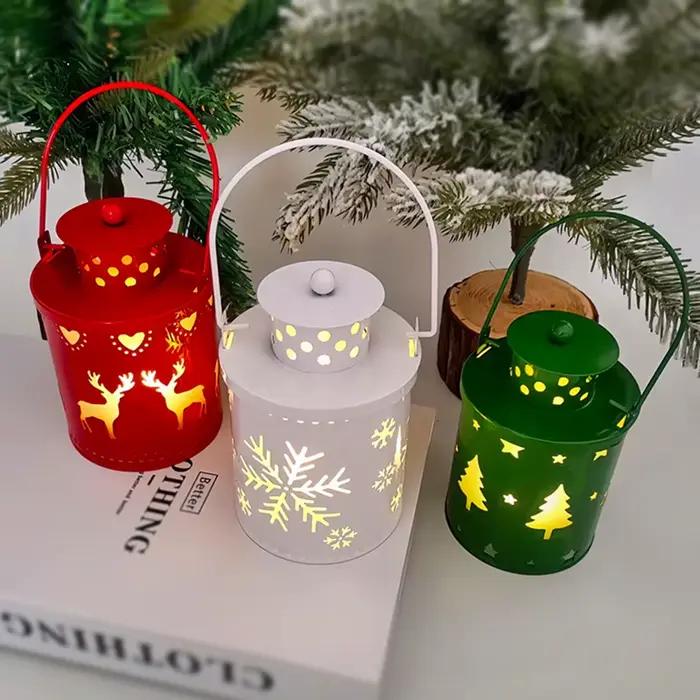 Lanternes de Noël vintage avec lumière LED, décorations de Noël, décoration festive pour la maison, lanternes de Noël