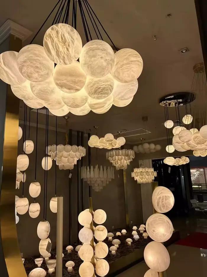 Lustre LED G9 Série Alabaster Bouquet de Boules de Marbre Décoration Maison 2026 Tendance pour Salon