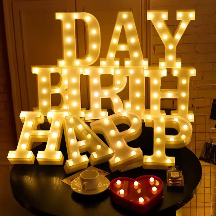 Lettres décoratives, lettres de l'alphabet, lumières LED, lampe lumineuse, décoration, lumière de nuit à piles, décoration de fête, décoration de chambre d'enfant