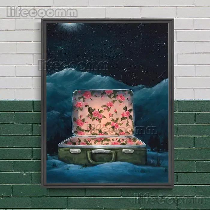 Couronne arbre racines et harpe surréaliste fantaisie Nature mur Art toile peinture Jungle nature morte Art affiche imprimer décor à la maison sans cadre
