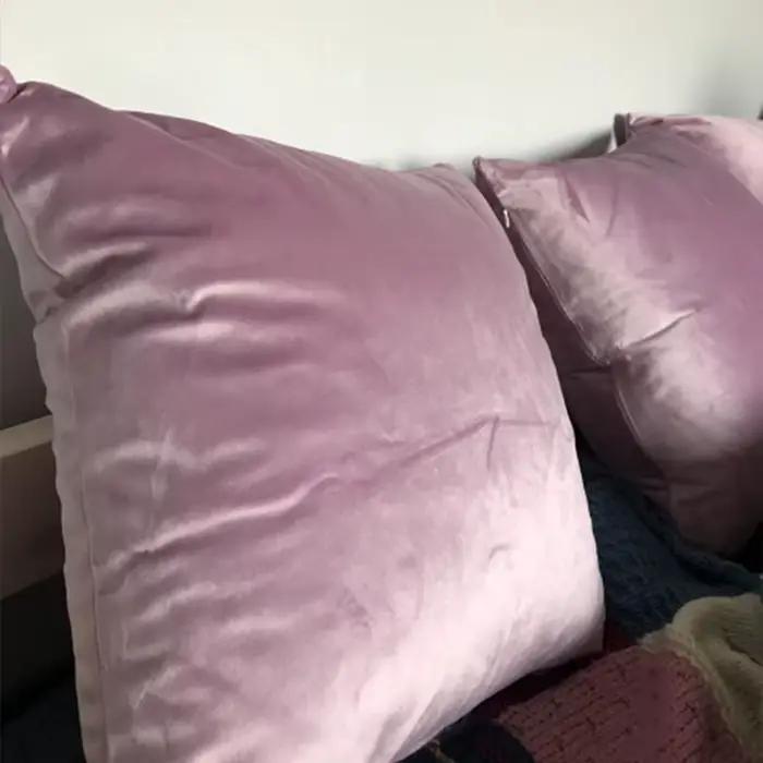 Housses de coussin en velours violet clair, taies d'oreiller douces 45x45, décoration nordique pour la maison, pour coussins de canapé