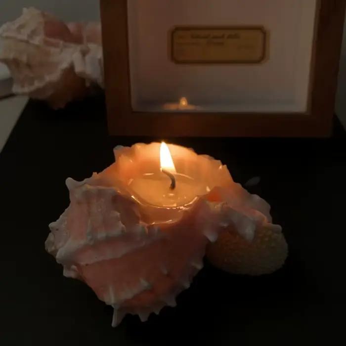 Bougie parfumée conque (fait à la main) – Ornements de décoration pour la maison, pour chambre à coucher et salon, cadeaux de vacances sur table