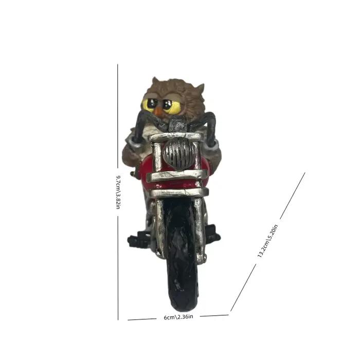 Figurine en résine Hibou sur Moto, Statue Hibou Motard Rétro, Décoration Animale Fantaisiste pour Maison et Bureau