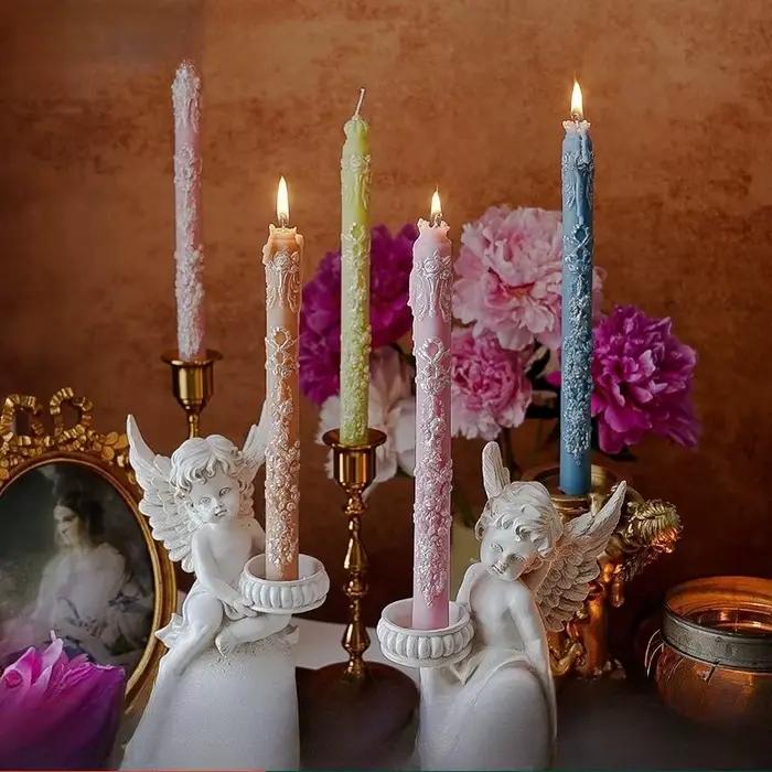 Bougies longues en relief pour bougeoirs